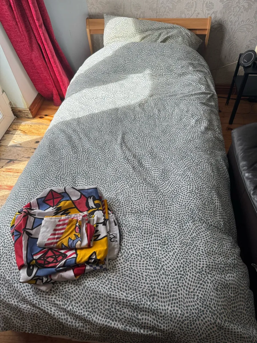 Single Wooden Bed + Mattress - Image 1