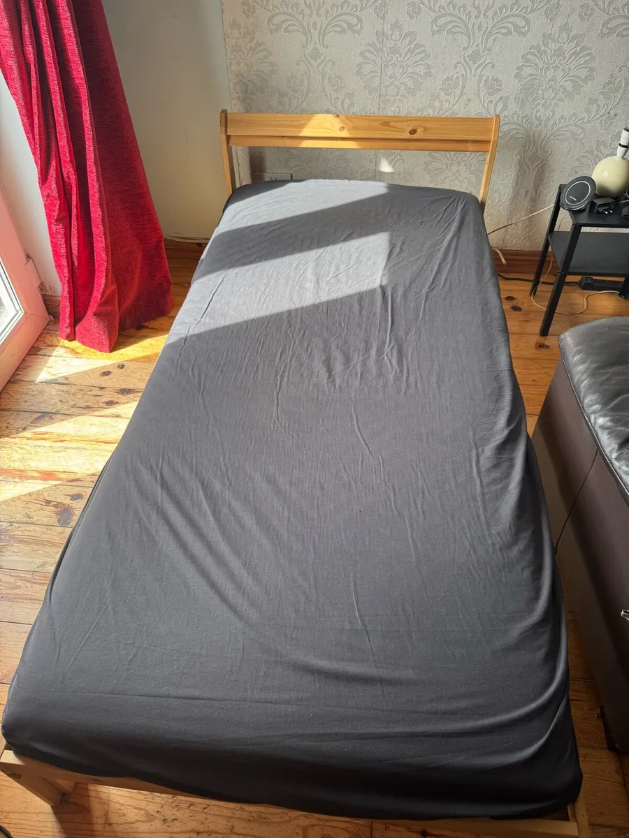Single Wooden Bed + Mattress - Image 2