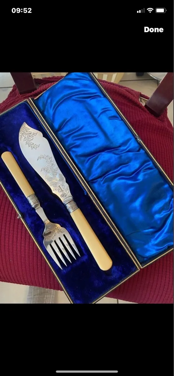Antique Bone Handle Fish Servers - Image 1