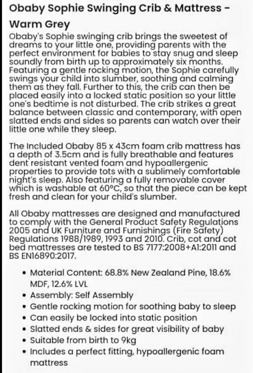 Childs crib and mattress - Image 4