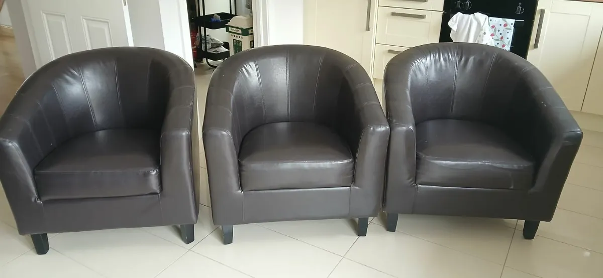 3 Single Leather Chairs