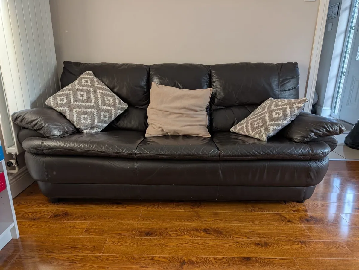 Leather couches (1 and 2/3 seater) - Image 1