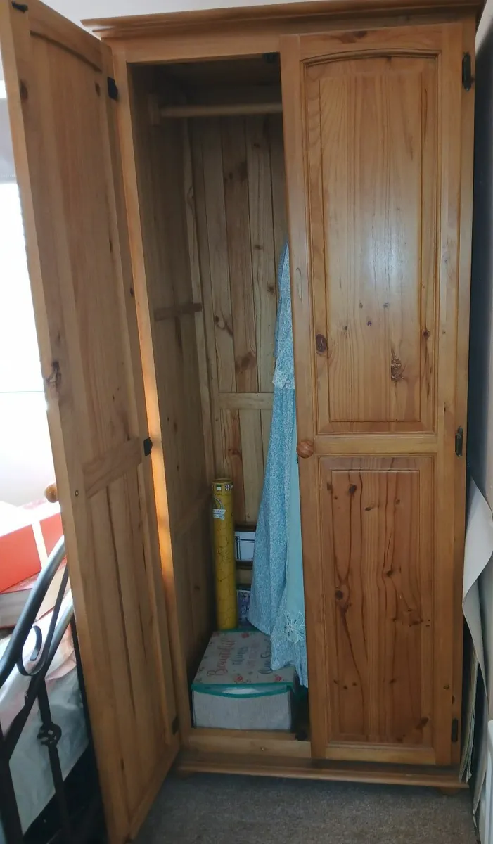 Pine Wardrobe 2 Doors - Image 2