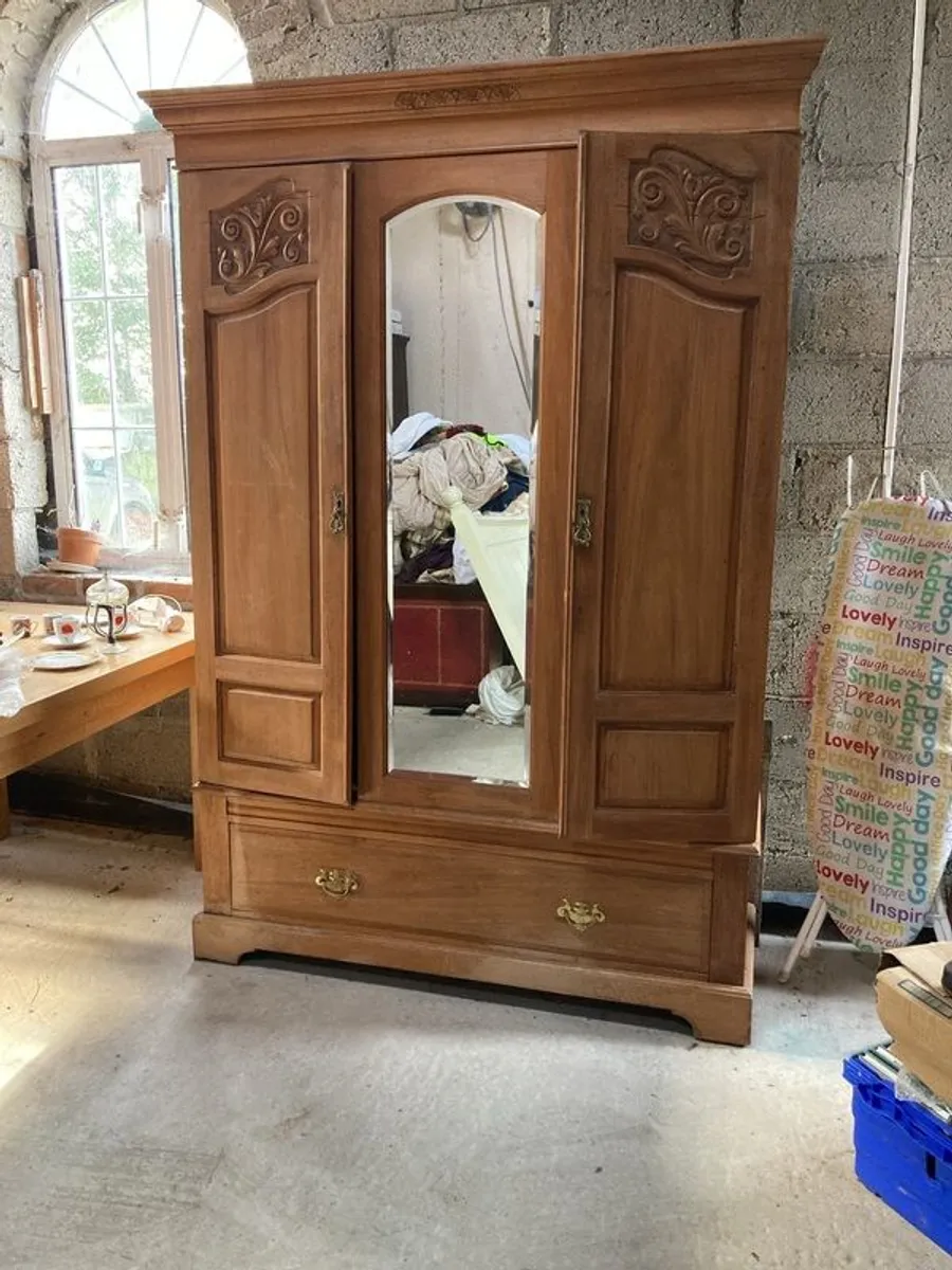 A Beautiful Pine Victorian Wardrobe - Image 1