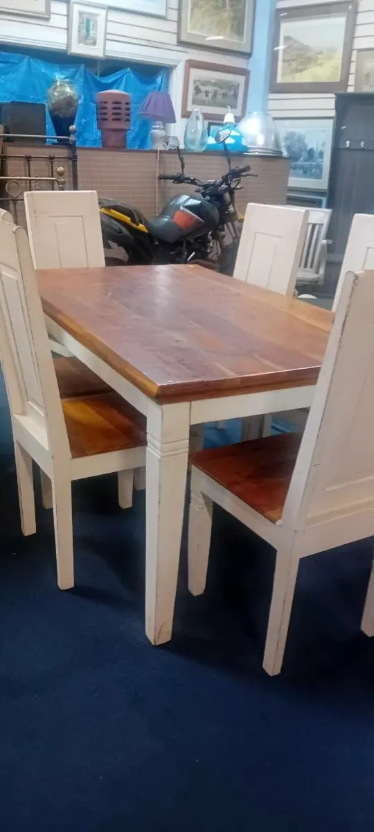 Painted Hardwood 6 Seat Dining Set - Image 1