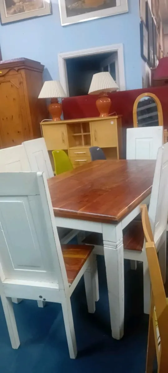 Painted Hardwood 6 Seat Dining Set - Image 2