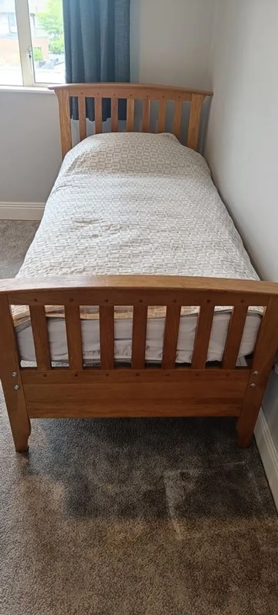 Solid Oak Single Beds/ Trundle Bed - Image 2