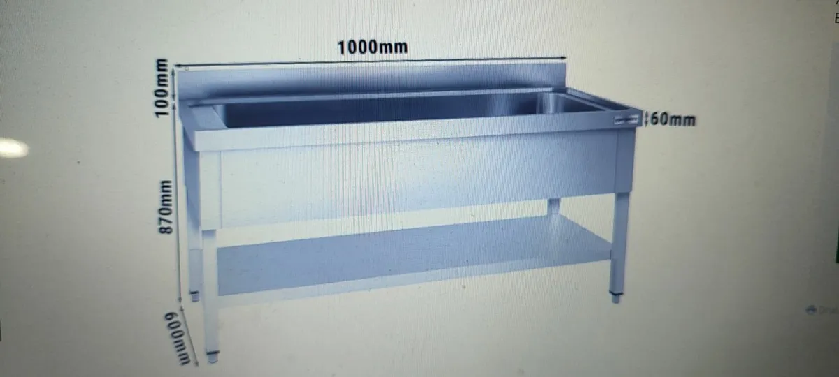 Pot sink - 1000x600mm - with undershelf & 1 basin - Image 2