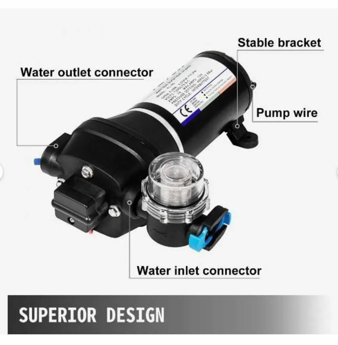 Water Pressure Diaphragm Pump, 12V - Image 1
