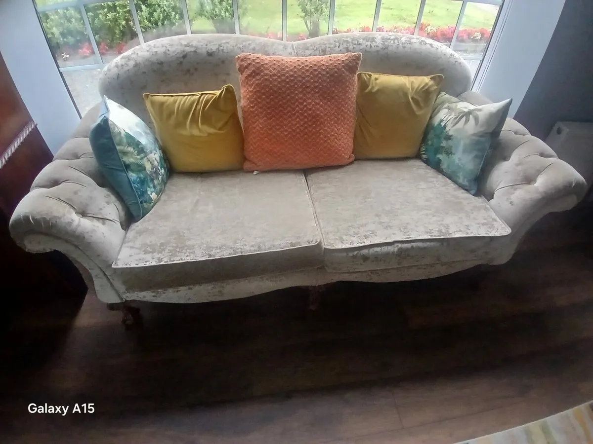 Custom made sofa and floor stool - Image 1