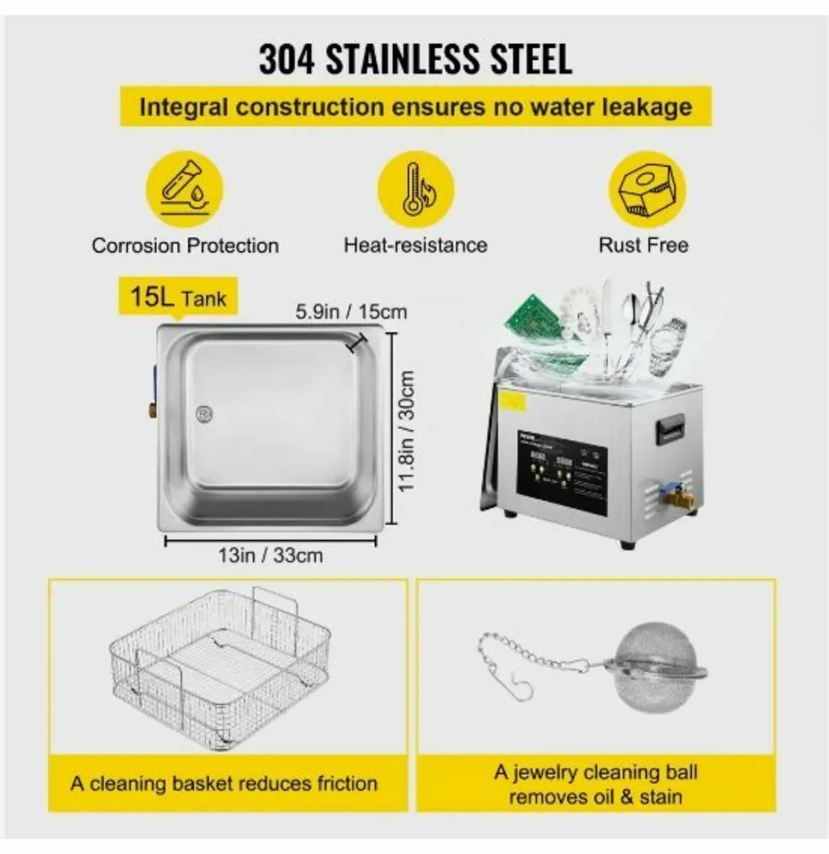 15L Digital Ultrasonic Cleaner Heater Timer 600W - Image 2