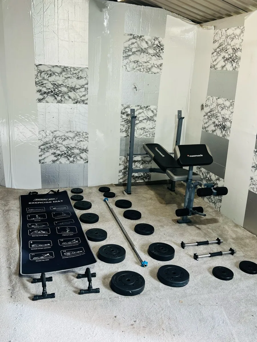 Bench weights barbell dumbbells mat pushup handles - Image 1