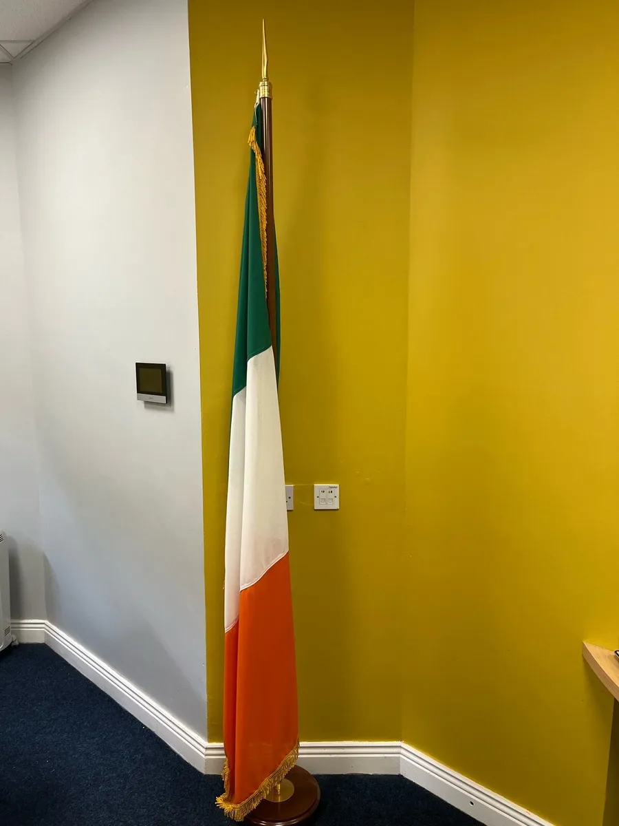 Irish flag with pole & base - Image 1