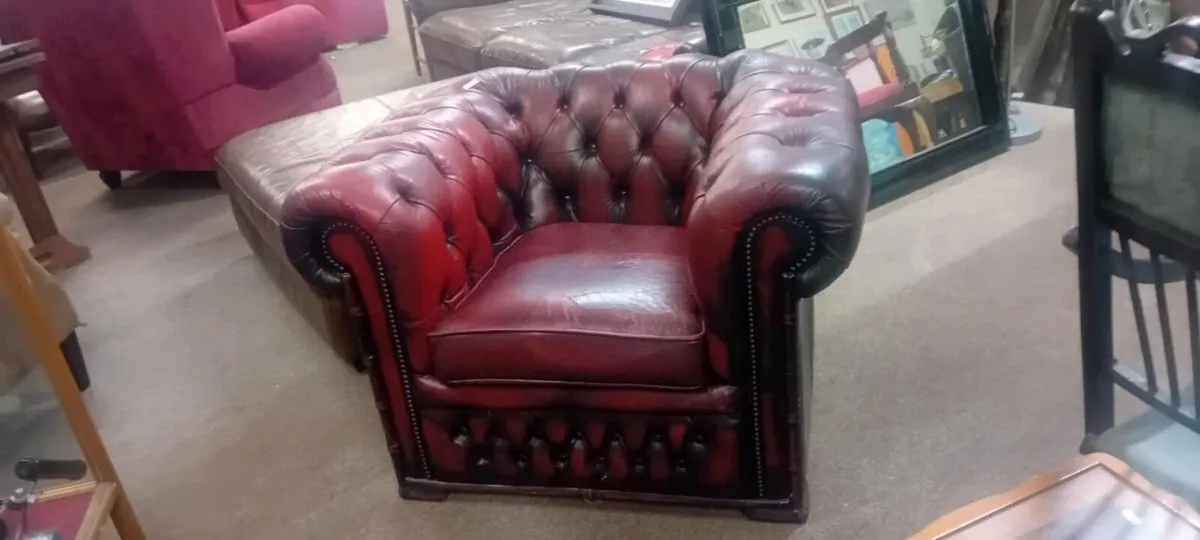 Red Leather Chesterfield Club Armchair