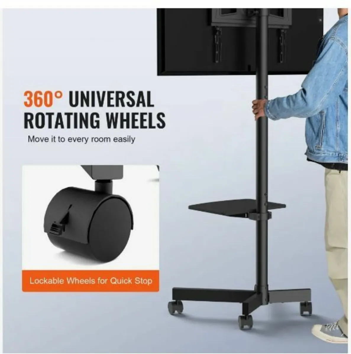 Mobile TV Stand, Mobile TV Cart for 23 to 60 inch - Image 3