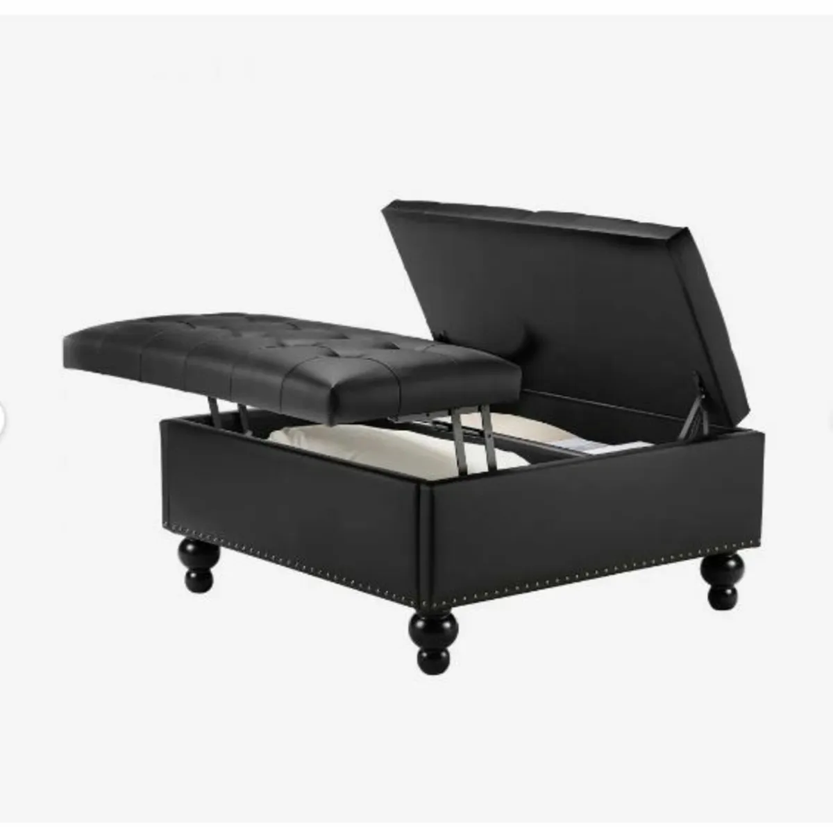 34 in Square Leather Ottoman with Storage - Image 1