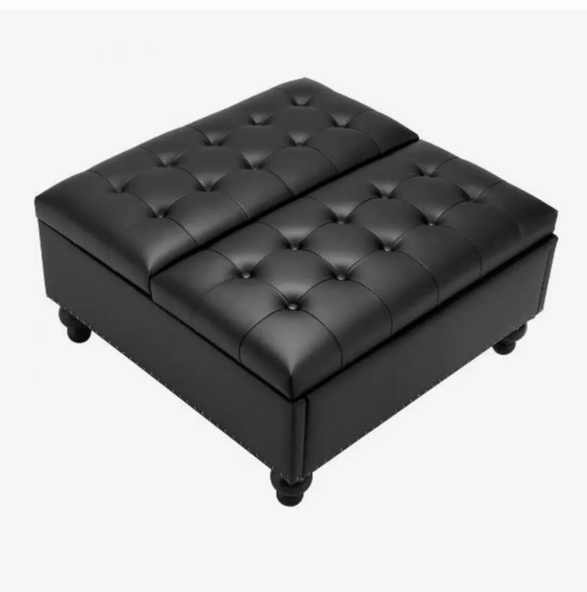 34 in Square Leather Ottoman with Storage - Image 3