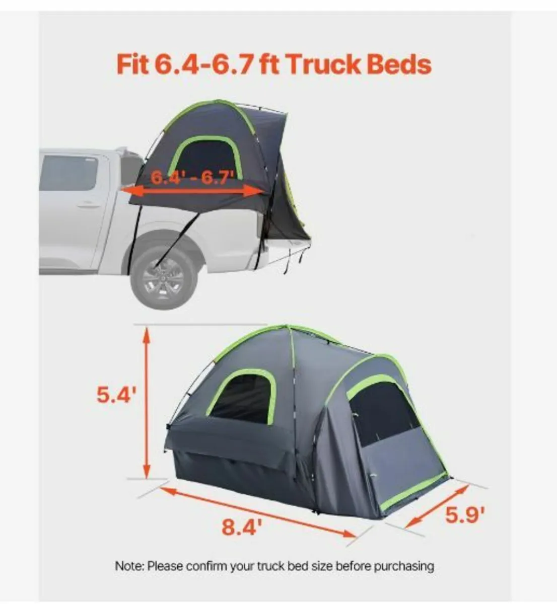 Truck Tent 6.4-6.7ft Waterproof - Image 4