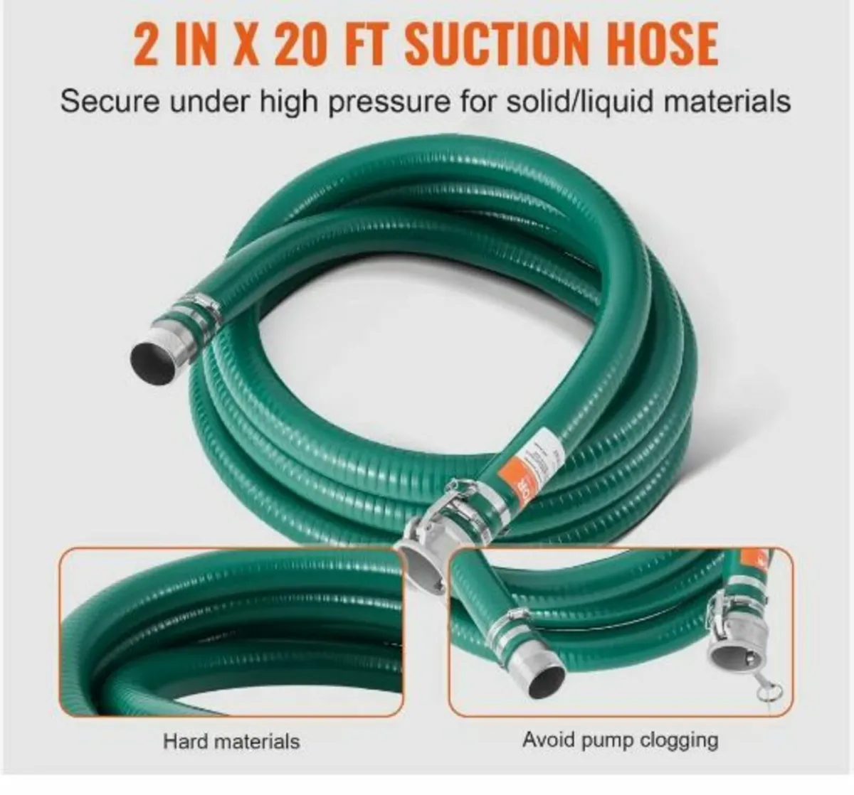 Suction Hose 2 in x 20 ft Green High Quality - Image 2