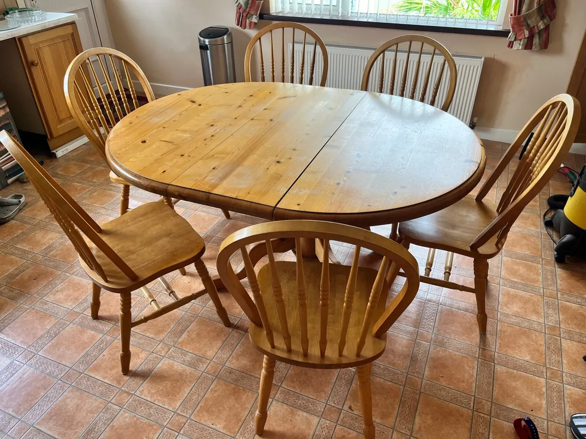 Kitchen extension table & 6 chairs solid wood - Image 1