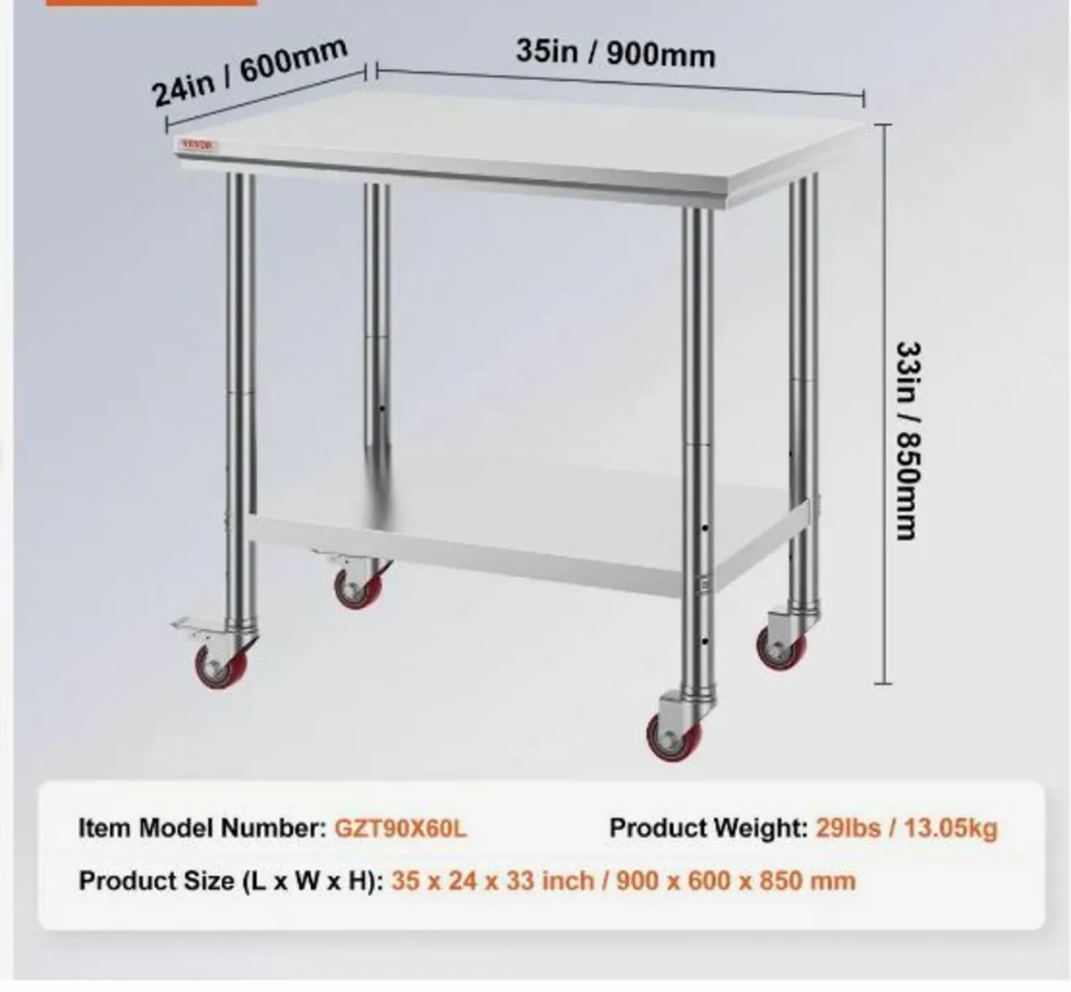 Stainless Steel Catering Work Table - Image 3
