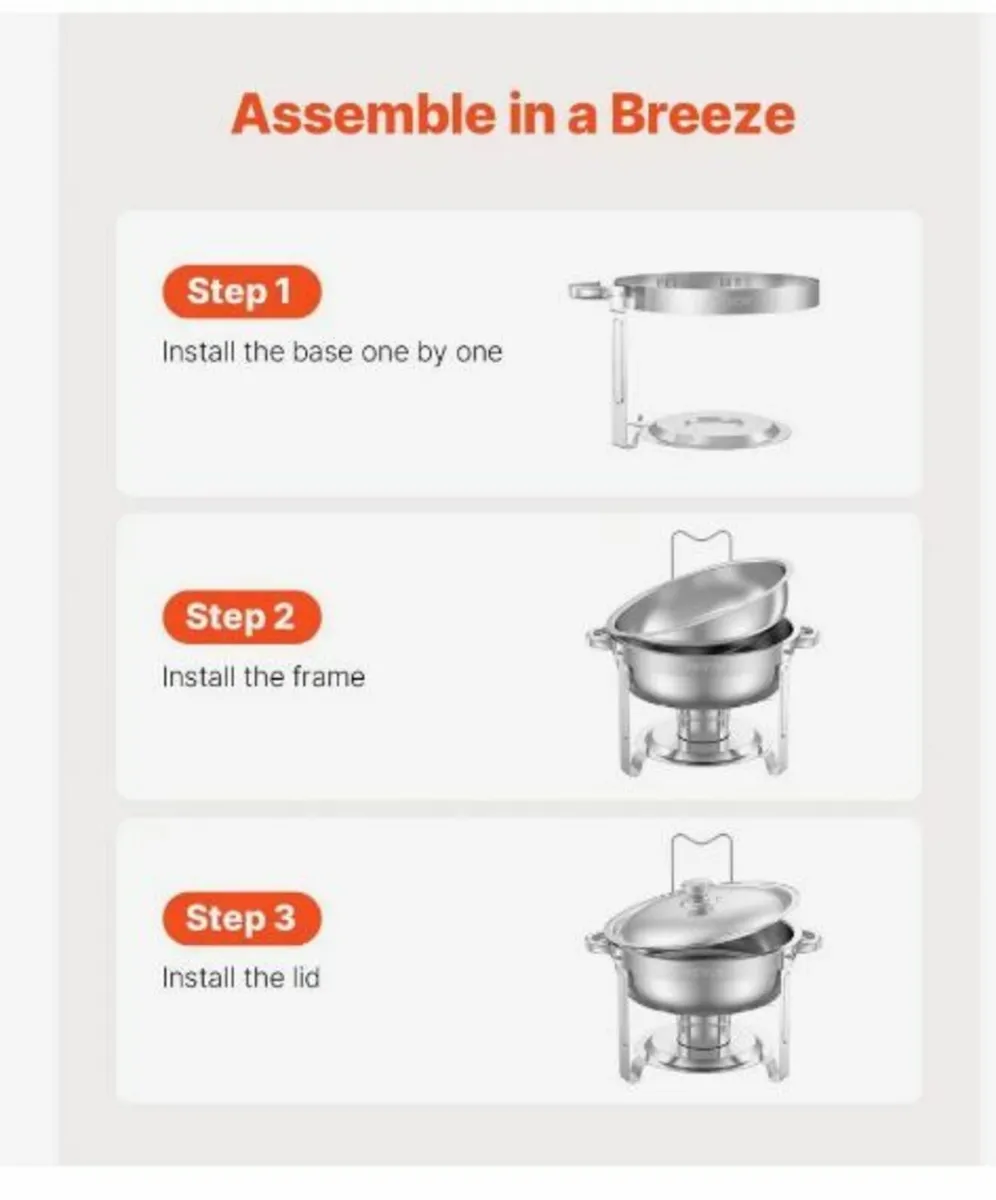 5 Qt 4 Pack Round Chafing Dish - Image 2