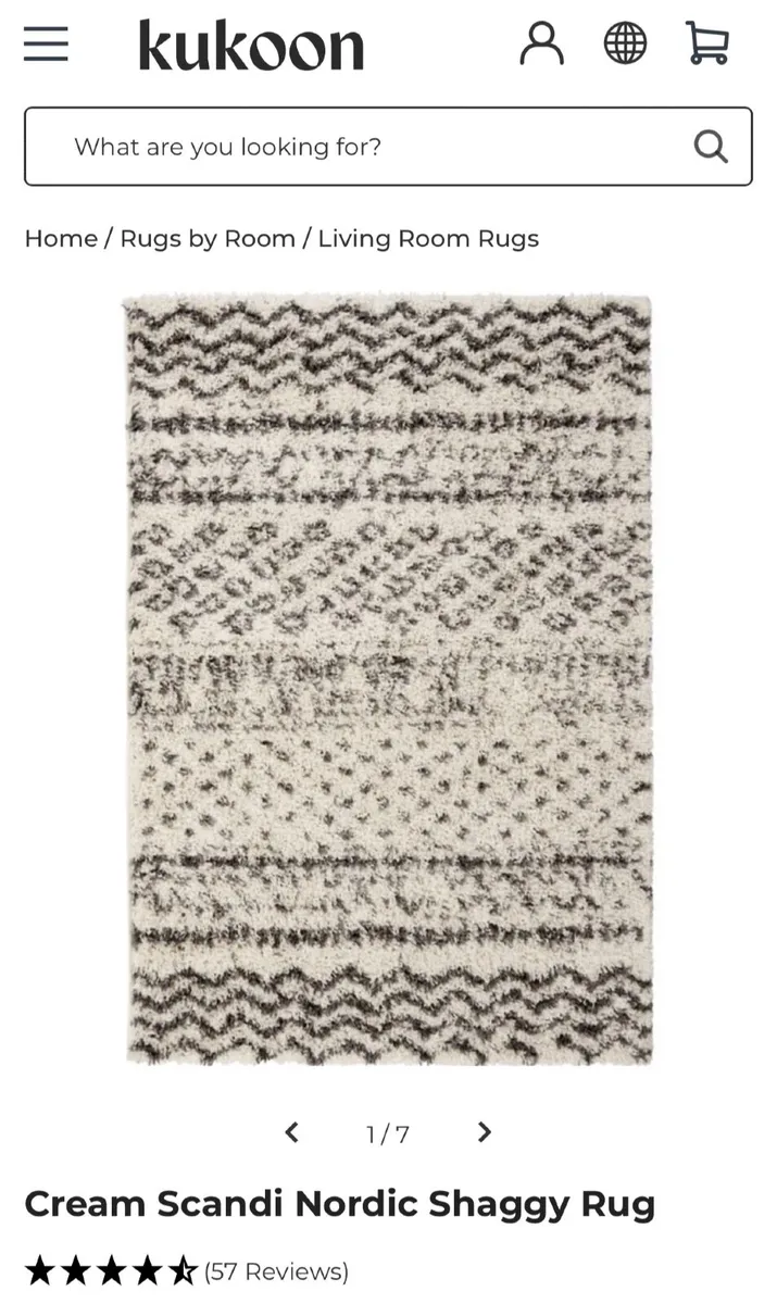Cream scandi Nordic shaggy Kukoon rug - Image 1