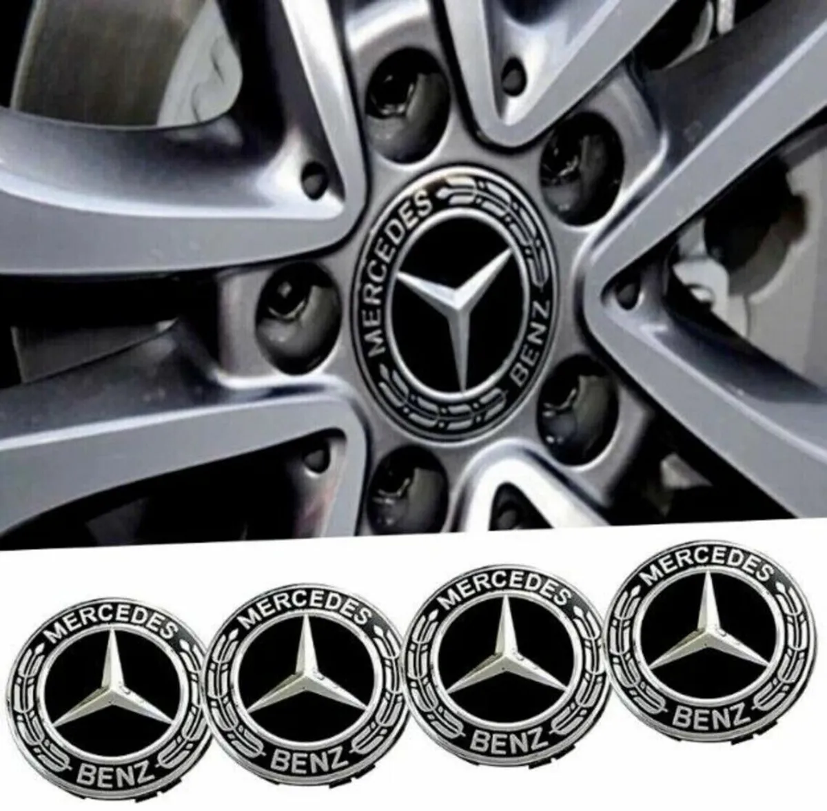 Mercedes Centre Caps (Black) FREE POST - Image 3
