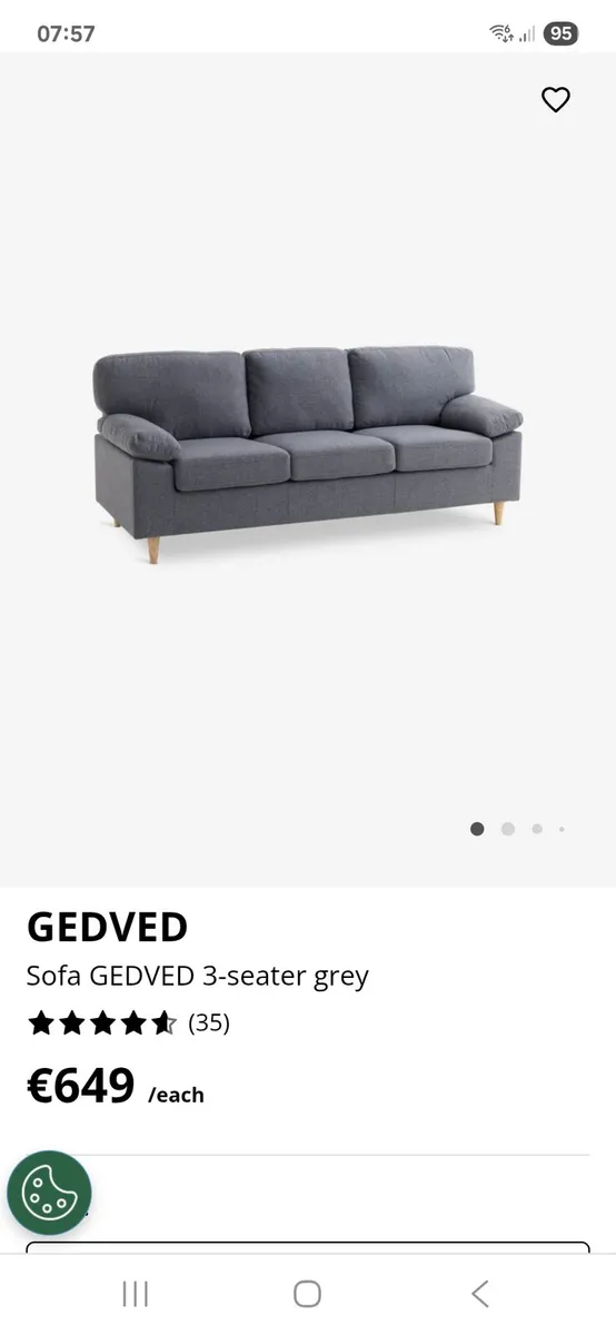 Grey 3 Seater JYSK Sofa - Image 4