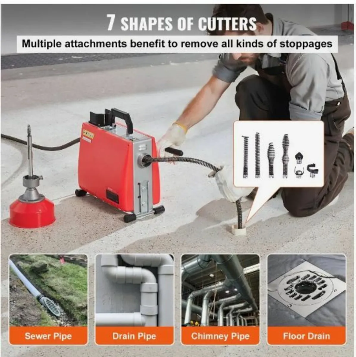 Drain Cleaner Machine 20m x 16mm 250W - Image 2