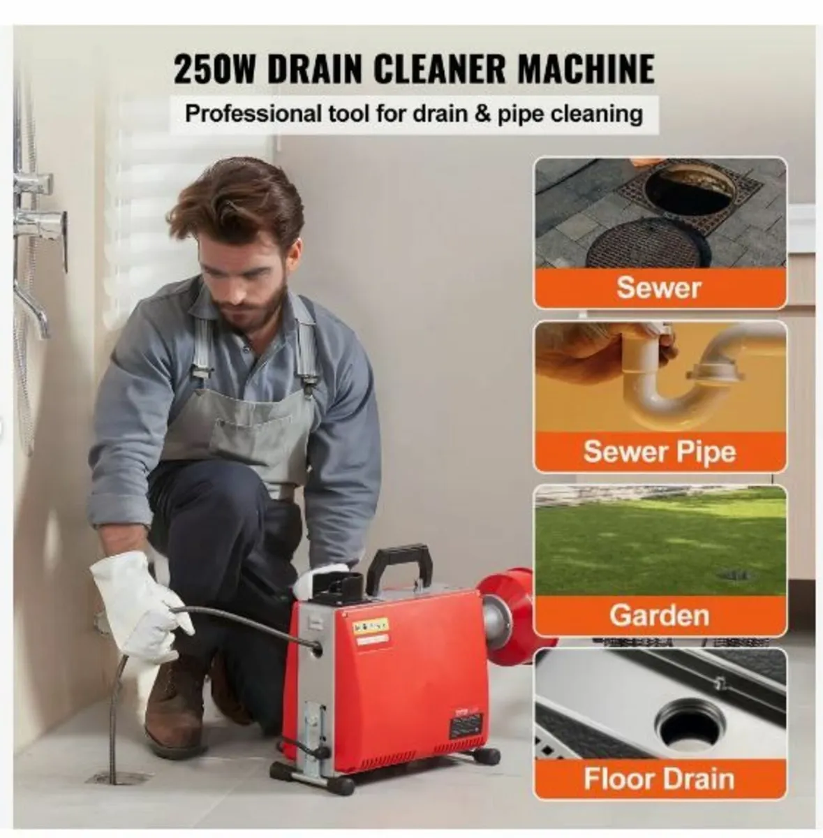 Drain Cleaner Machine 20m x 16mm 250W - Image 3