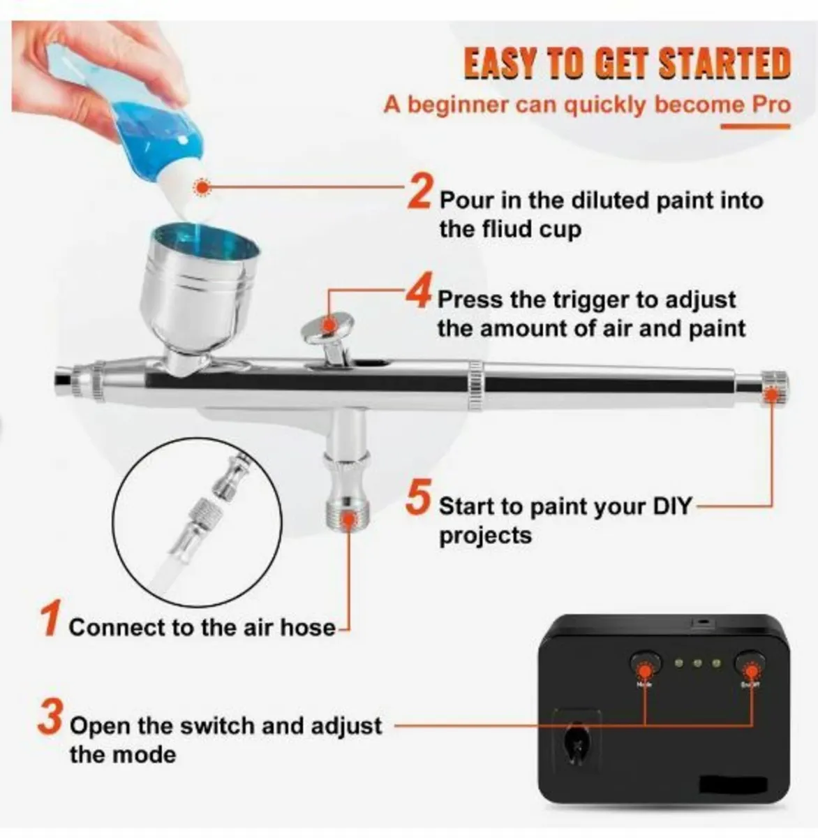 Airbrush Kit, Portable Airbrush Set - Image 2