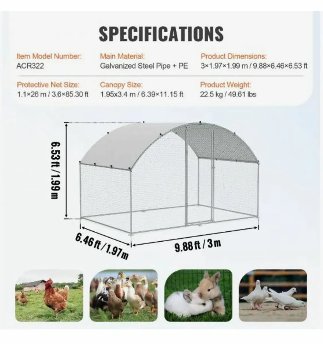 Chicken Coop, 3x1.97x1.99 m Walk-in Large - Image 1