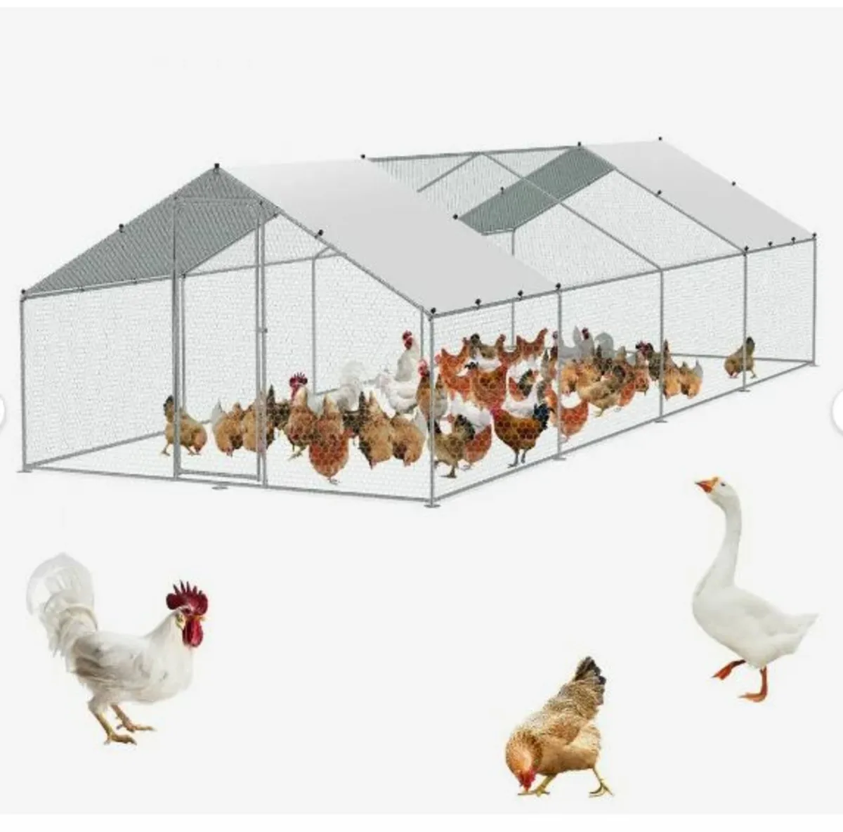 Large Metal Chicken Coop  3 x 7.83 x 1.99 m - Image 1