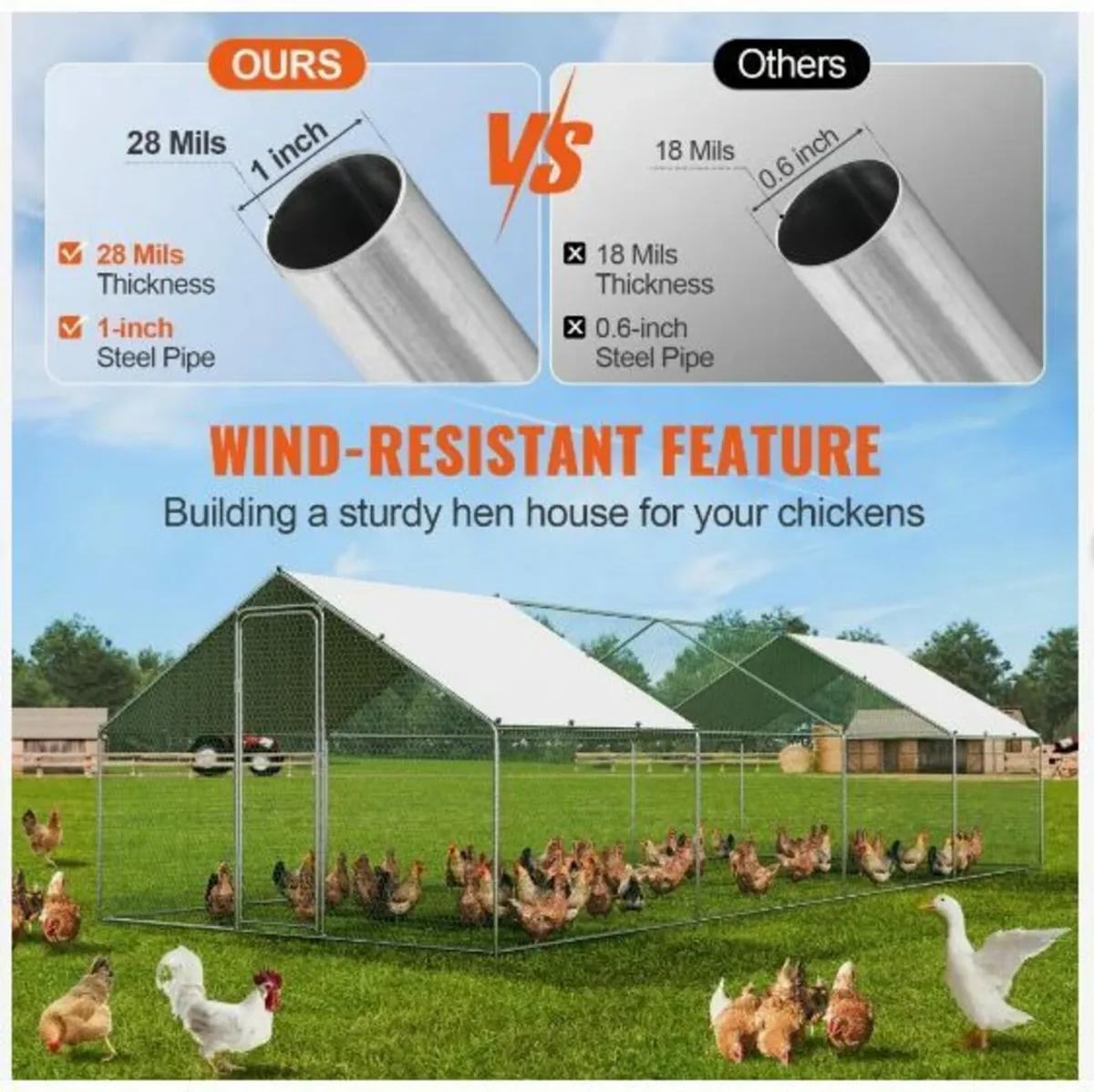 Large Metal Chicken Coop  3 x 7.83 x 1.99 m - Image 2