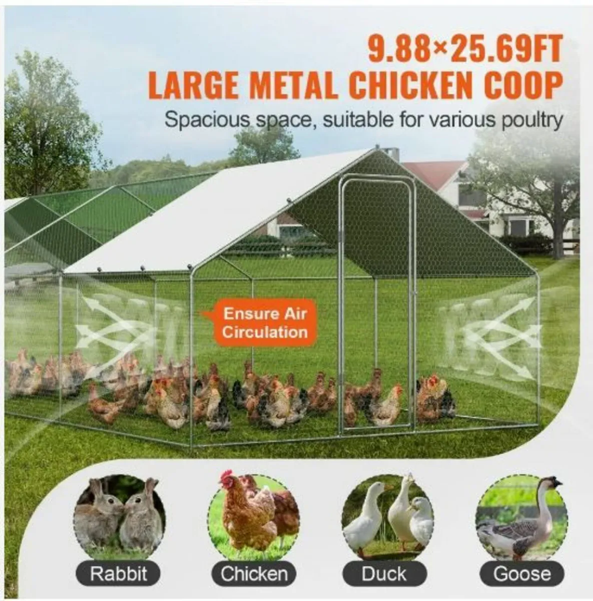 Large Metal Chicken Coop  3 x 7.83 x 1.99 m - Image 4