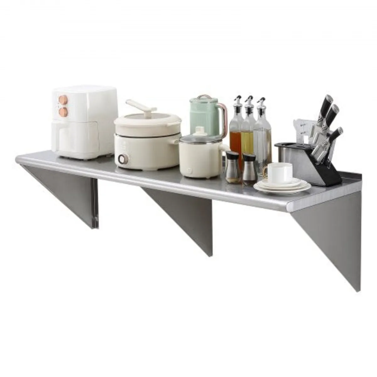 18" x 60" Stainless Steel Shelf, Wall Mounted Floa