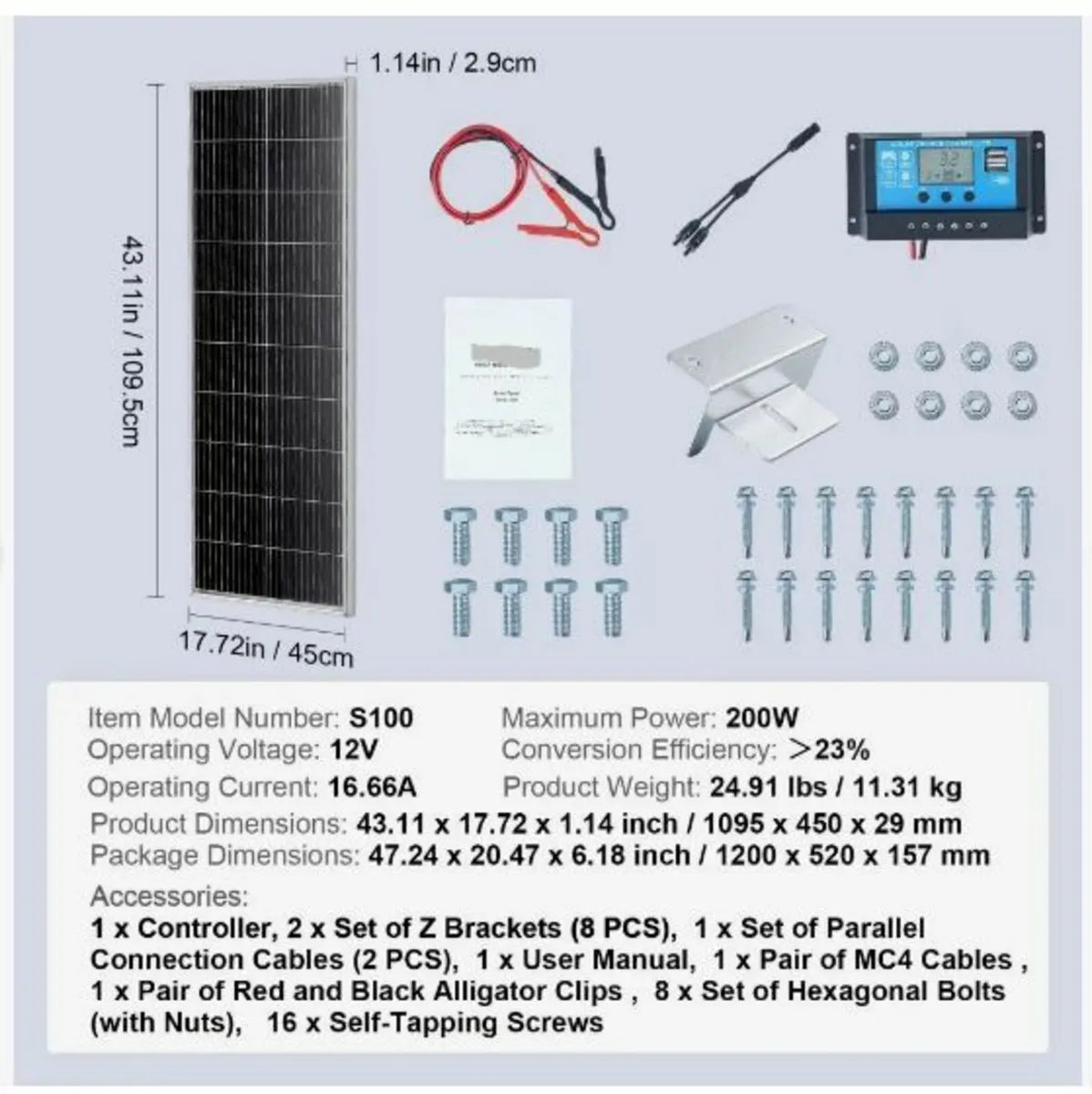 200W Monocrystalline Solar Panel Kit - Image 2