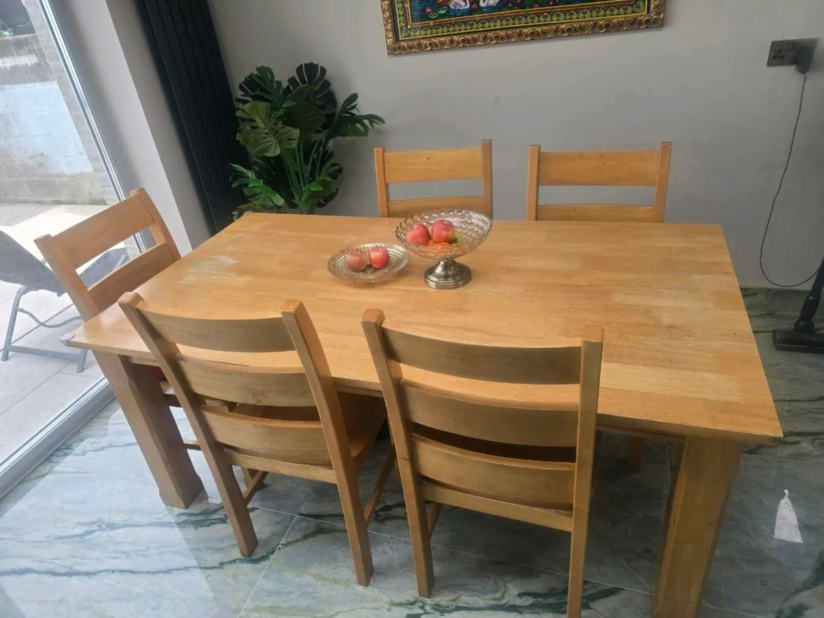 Dining Table Oak with 6 Chairs - Image 1