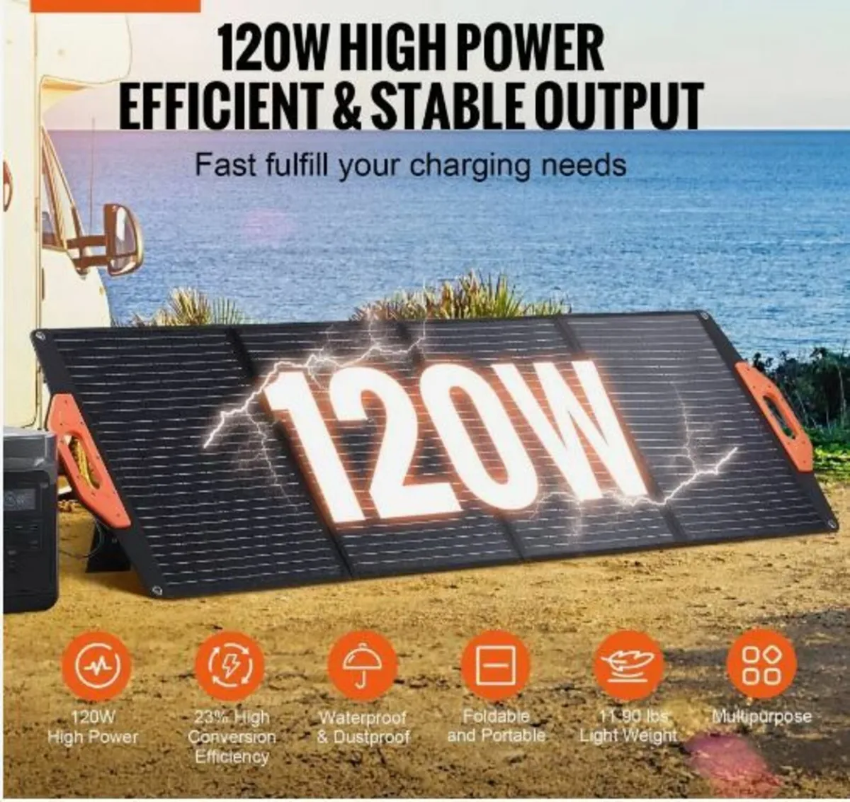 Portable Monocrystalline Solar Panel 120W - Image 1