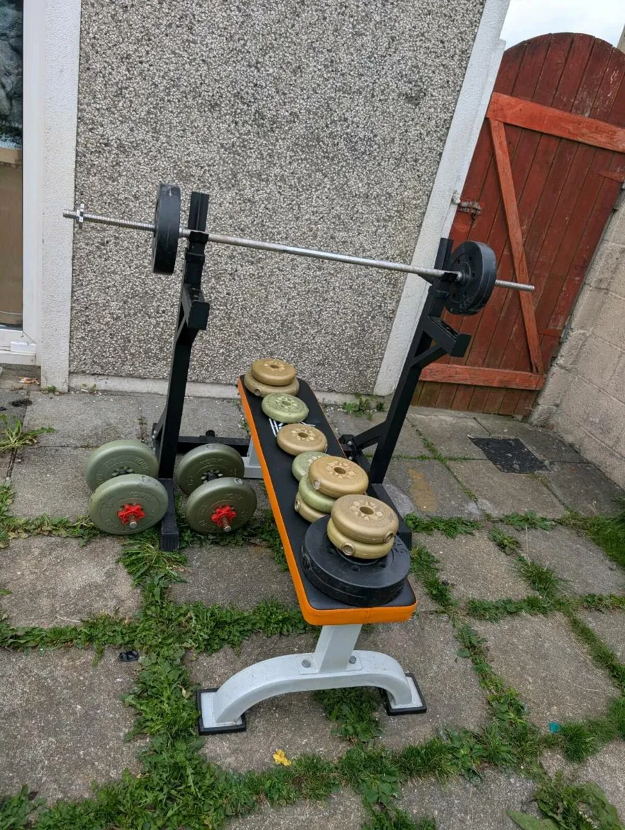 Bench, weights , dumbbells & free squat racks - Image 2