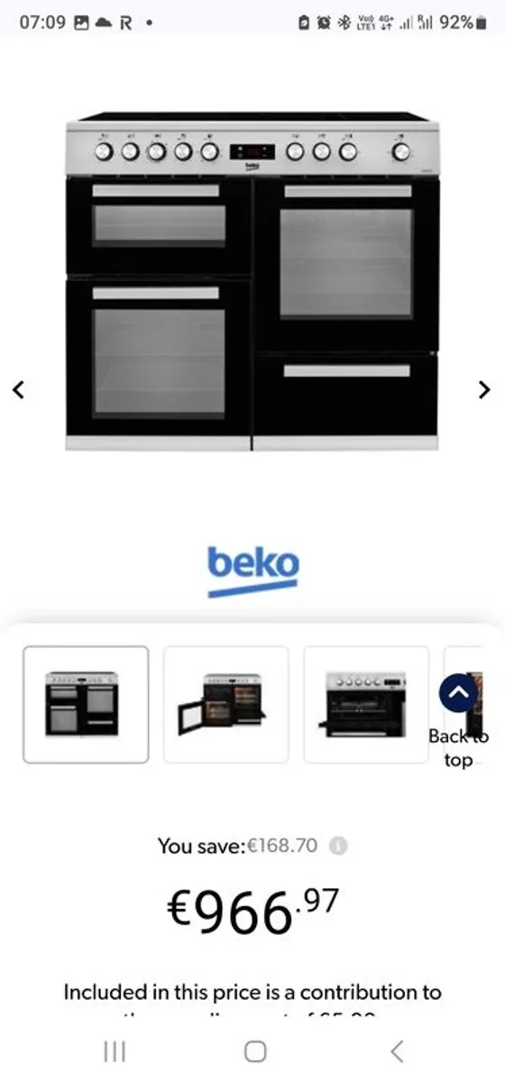 Beko 100cm Electric Range Cooker - Stainless Steel - Image 4