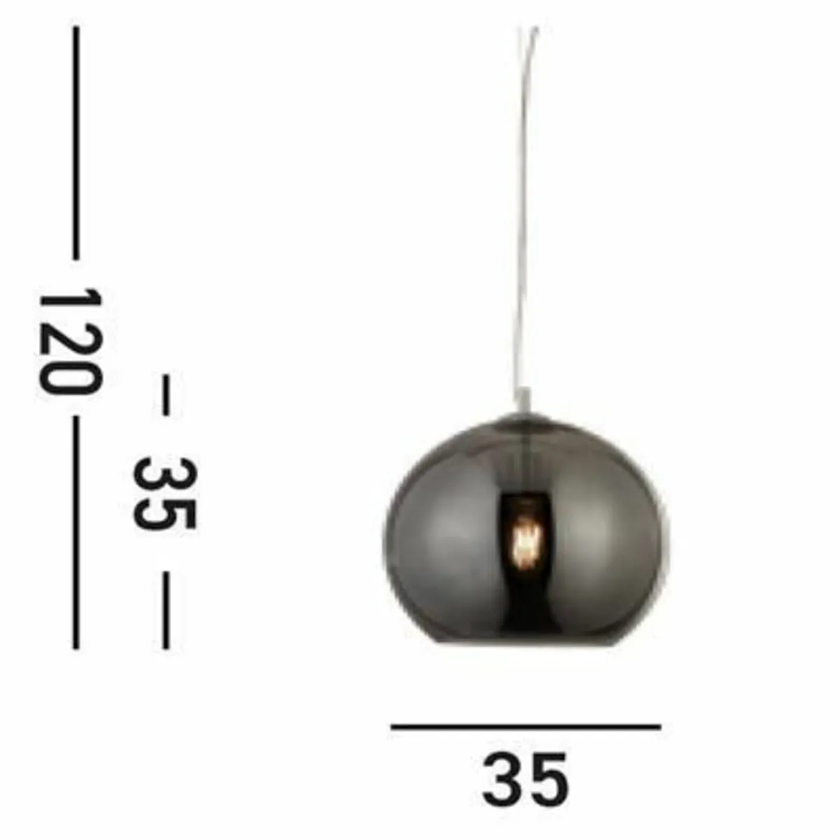 Smoked Glass Light Pendant 35 cm Diameter - Image 1