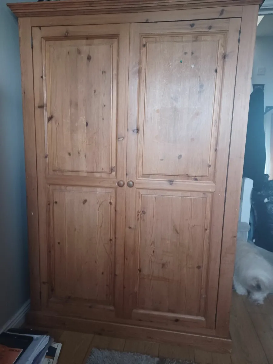 Solid antique pine Wardrobe - Image 1