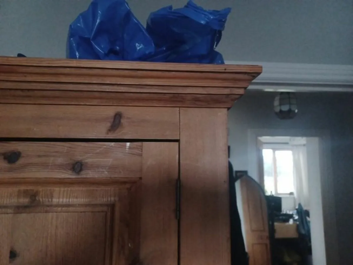 Solid antique pine Wardrobe - Image 3