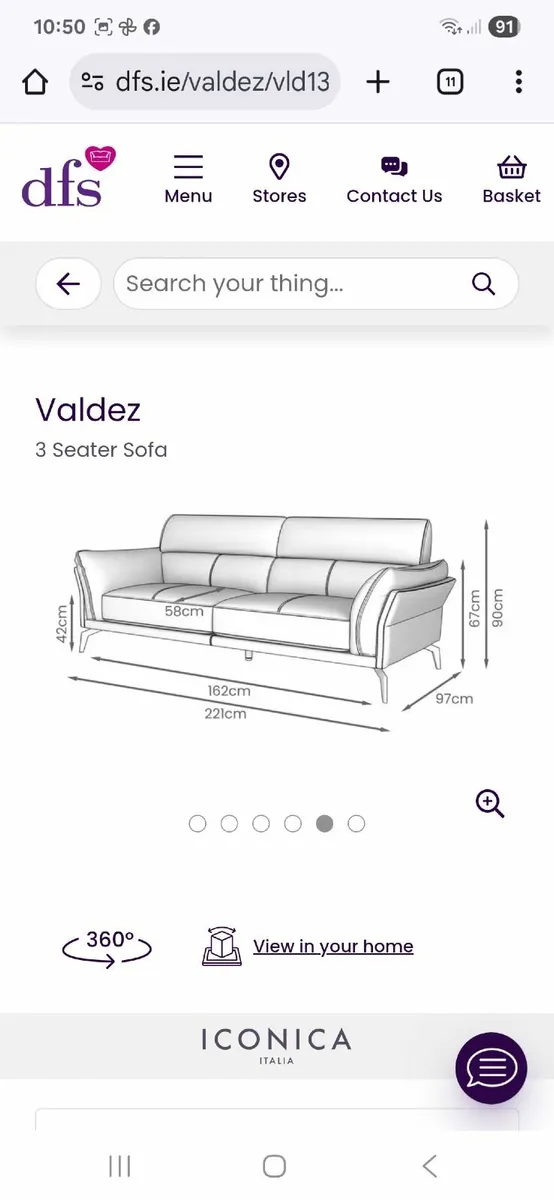 DFS SOFA, Iconica Valdez 3 seater leather sofa - Image 3