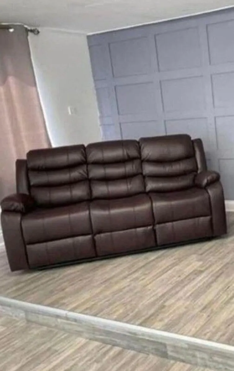 chocolate brown 3 seater recliner sofa - Image 1