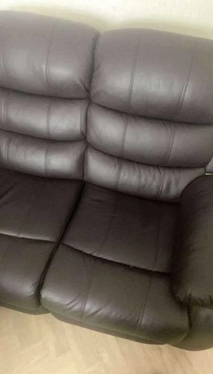 chocolate brown 3 seater recliner sofa - Image 3