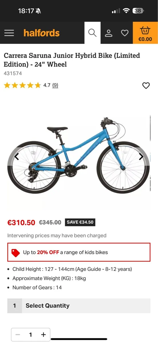 Carrera Saruna Junior Hybrid Bike (Child: 8-12) - Image 1