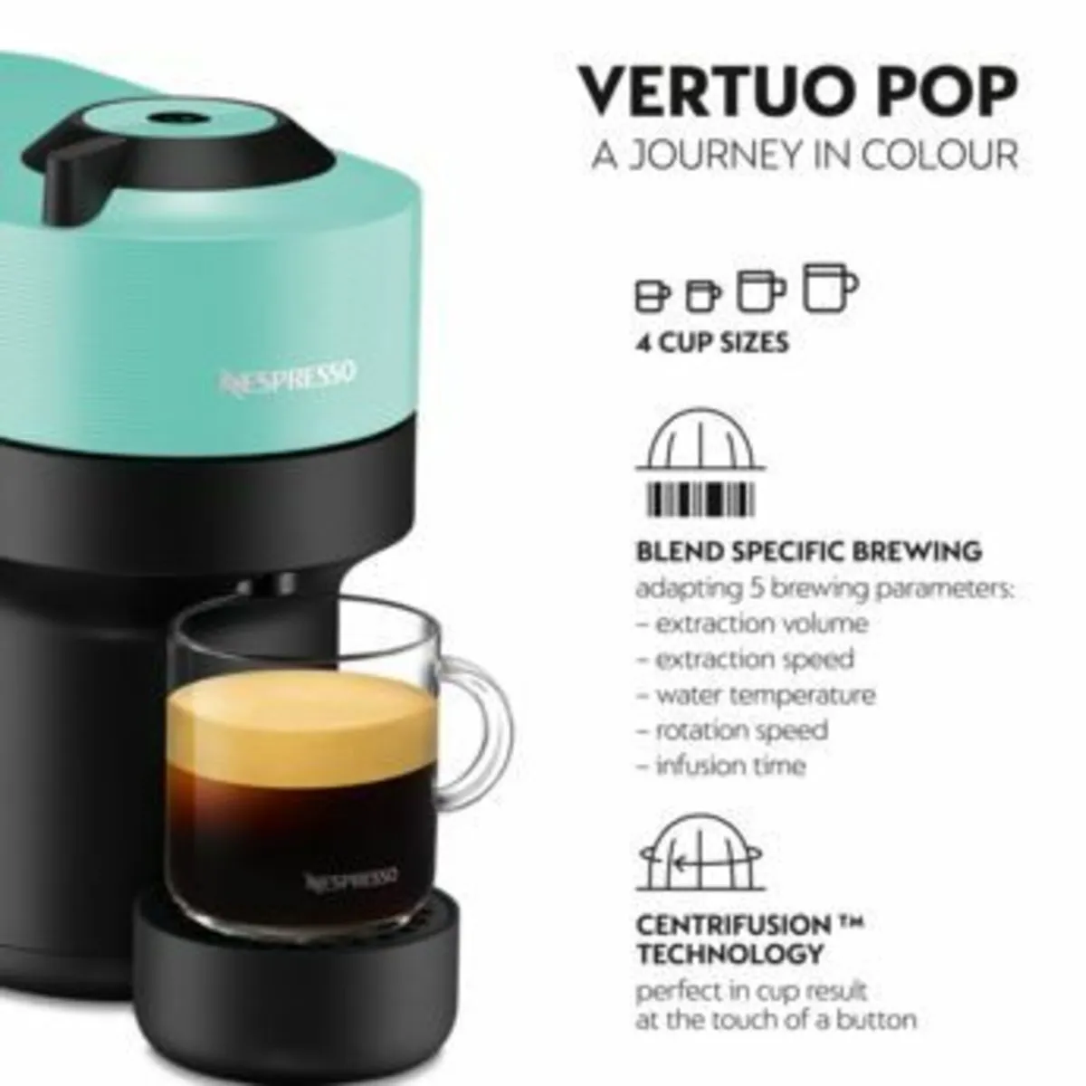 Vertuo Pop Mint Colour Coffee Machine - Image 3